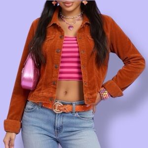 Tribal Velvet Rust Brown Denim Jacket